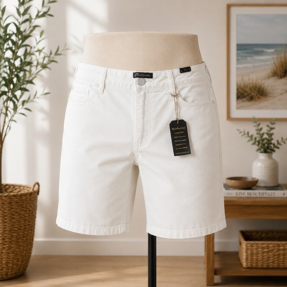 Wit & Wisdom Absolution White Denim Shorts Womens 16 Stretch Bermuda Slit Pocket